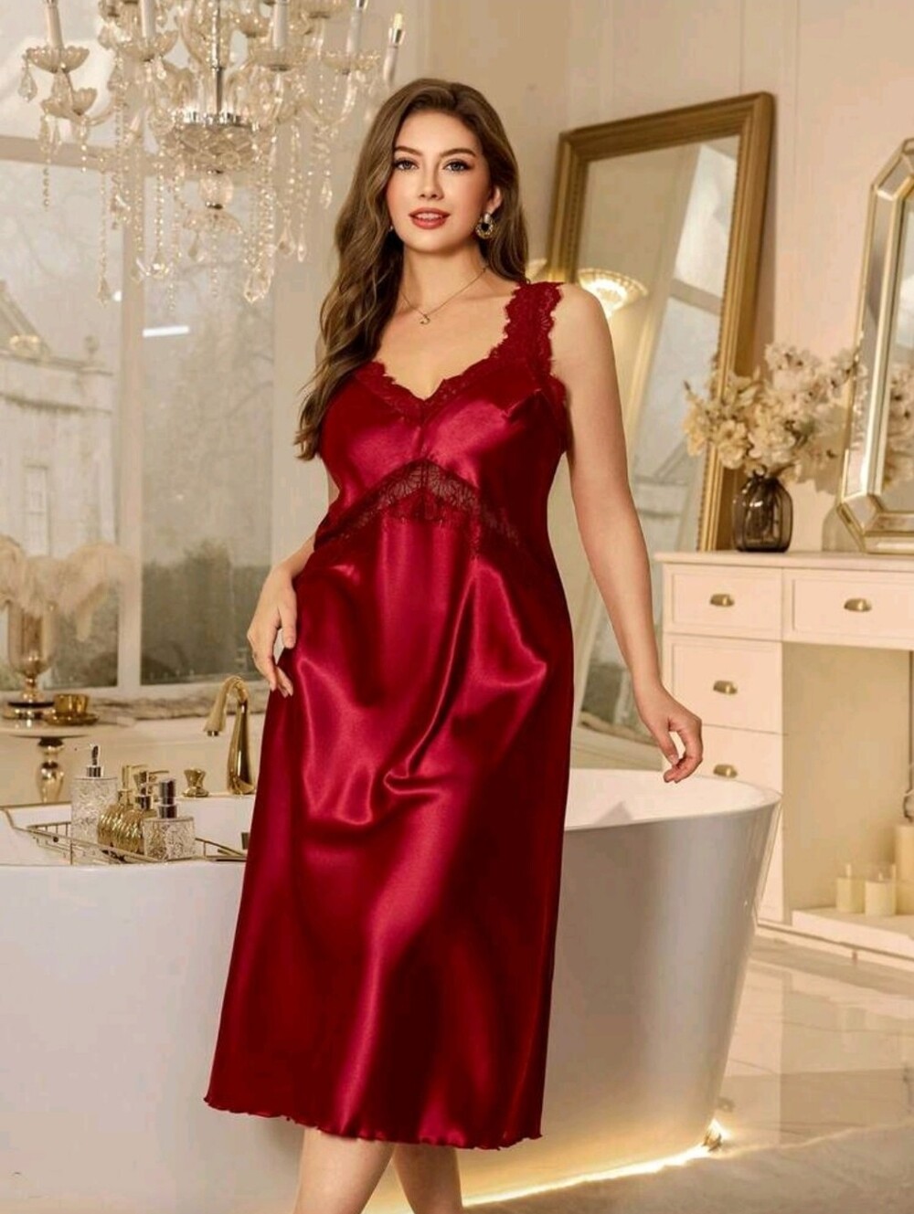 Women Beautiful Elegant Trim Shoulder Intimate Night Wear